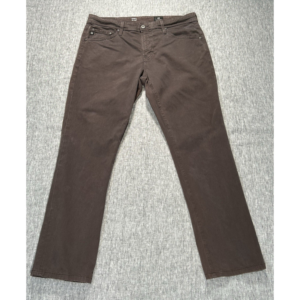 AG Adriano Goldschmied Everett Slim Straight Pants Mens 33x34 Brown Stretch